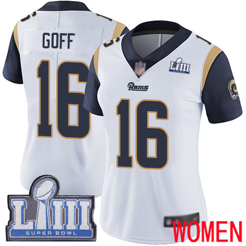 Los Angeles Rams Limited White Women Jared Goff Road Jersey NFL Football #16 Super Bowl LIII Bound Vapor Untouchable->youth nfl jersey->Youth Jersey